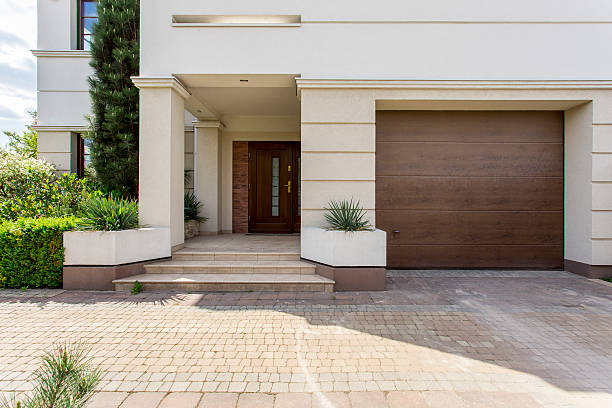 Shot of an entrance to a modern detached house